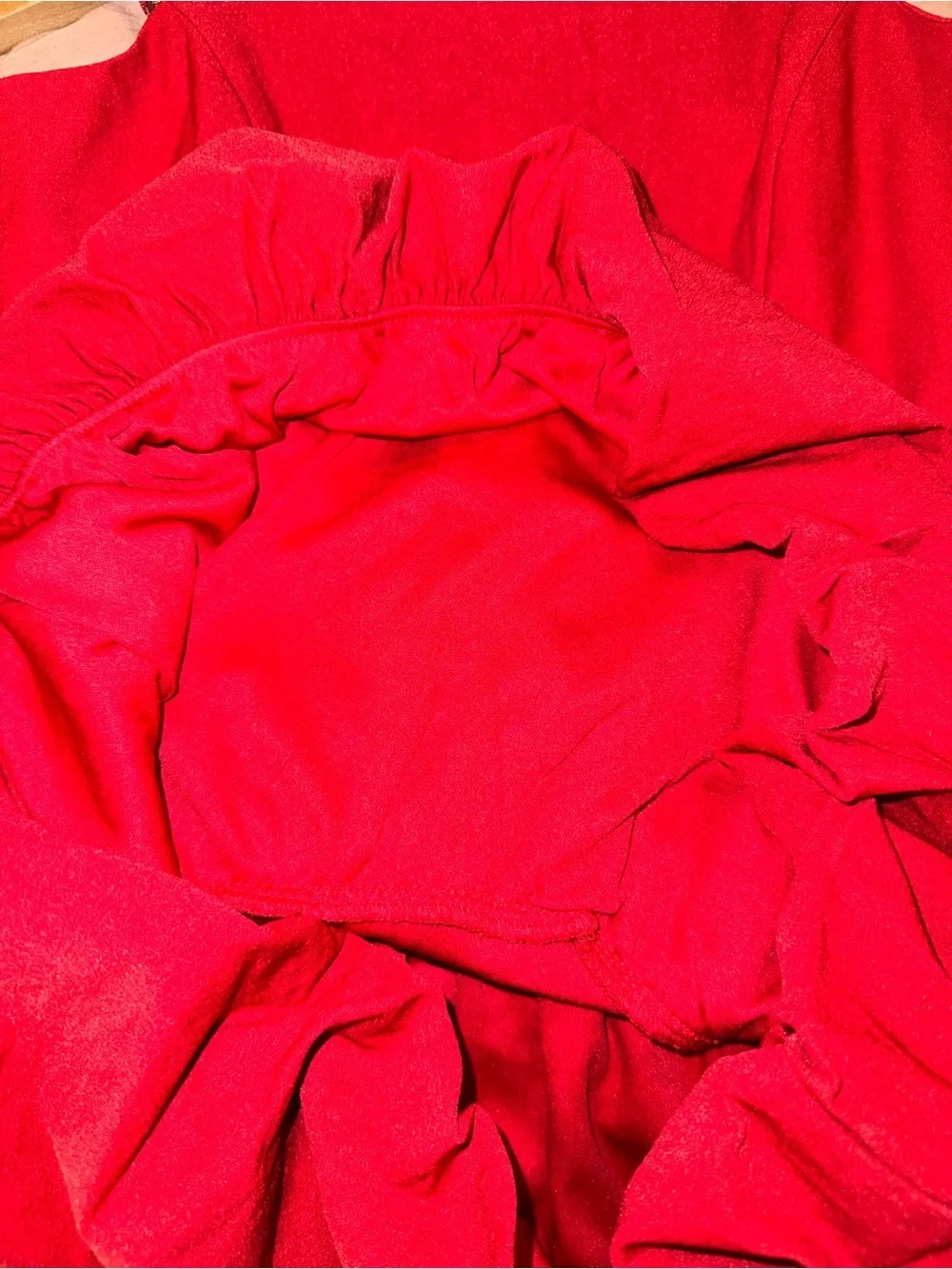 Art Class Red Girls' Bubble Dress with Shoulder Bows Large (10/12)